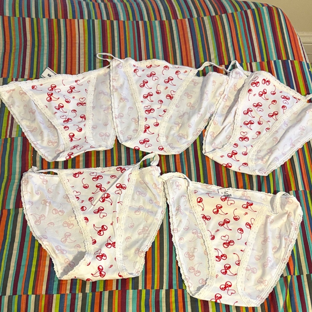 Blowout sale 10- pairs new XL PINK Victoria's Secret White underwear Red cherry
